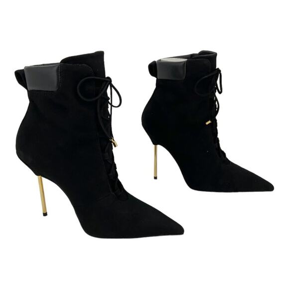 Good American Scandal Lace Up High Heel Booties Black Size 8.5 NWT $275 MSRP - Picture 3 of 8